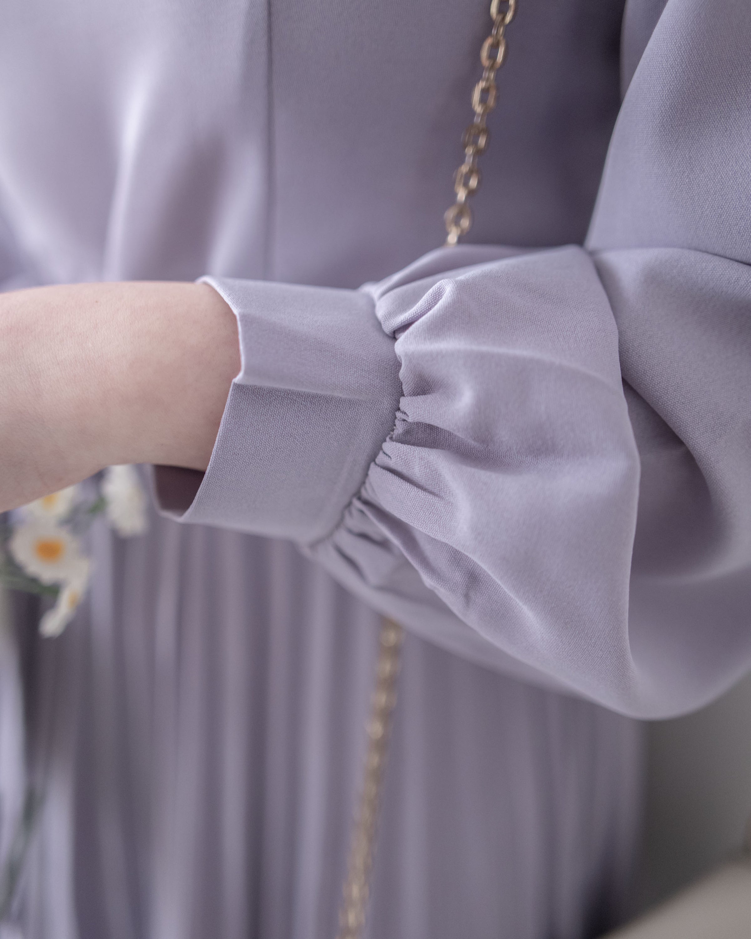 Lavender Pleated Dress 淡薰衣草搖曳波浪百褶連身裙 / DS1032