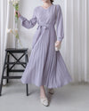 Lavender Pleated Dress 淡薰衣草搖曳波浪百褶連身裙 / DS1032