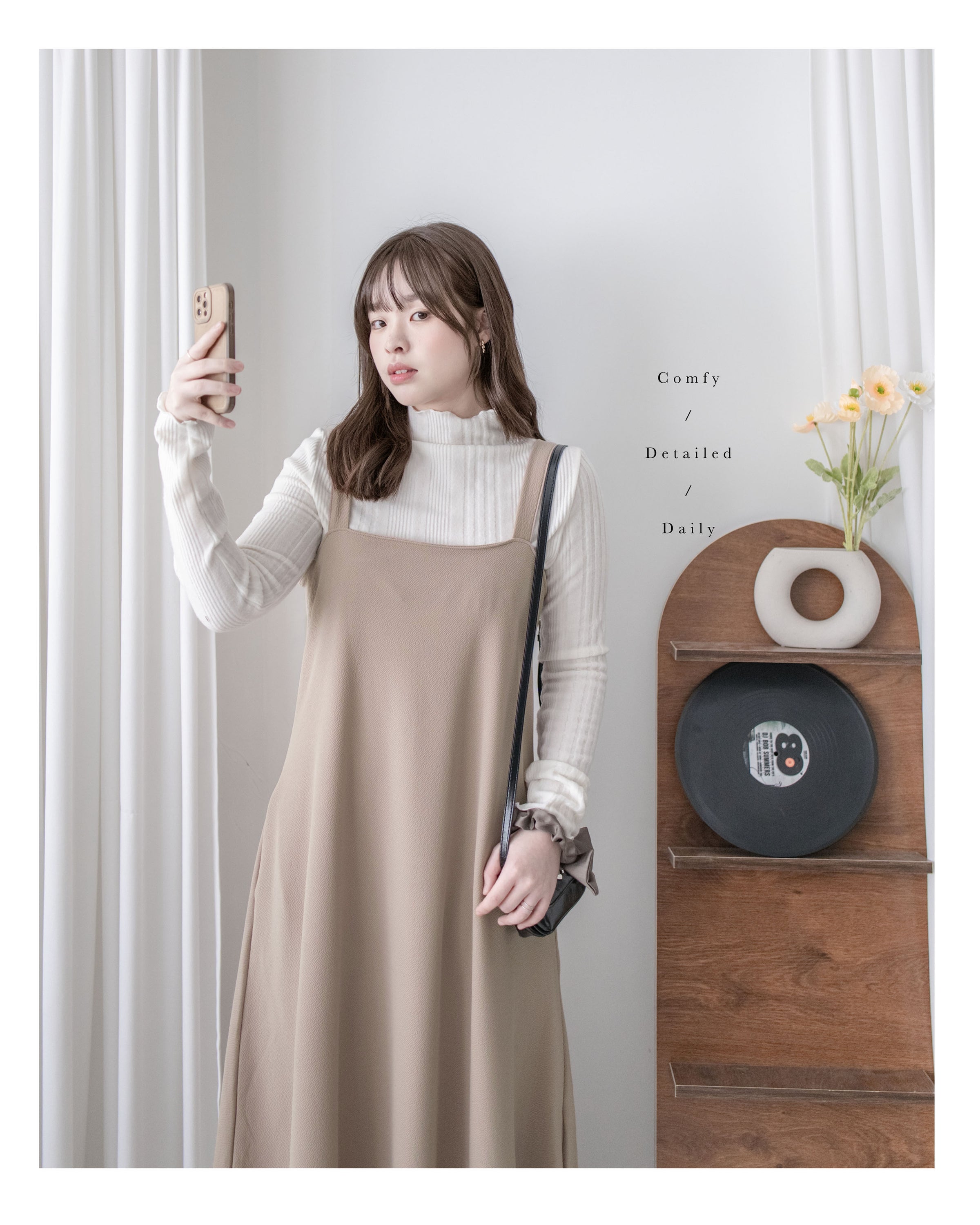 Square Neck Vest Dress 隨性輕優雅平領口吊帶裙/ DS1030