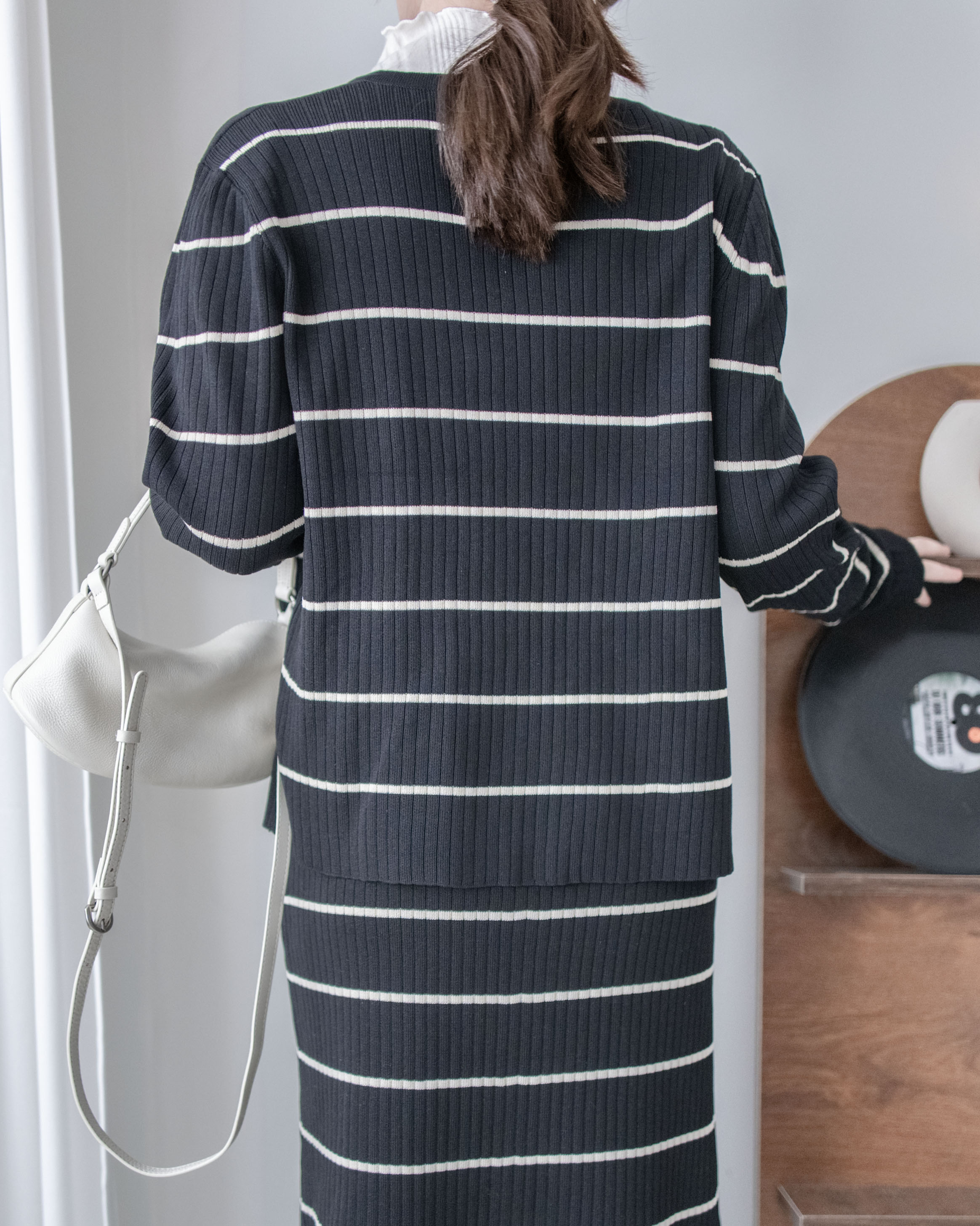 Stripe Set 直身顯瘦連外套條紋套裝 / SE8098