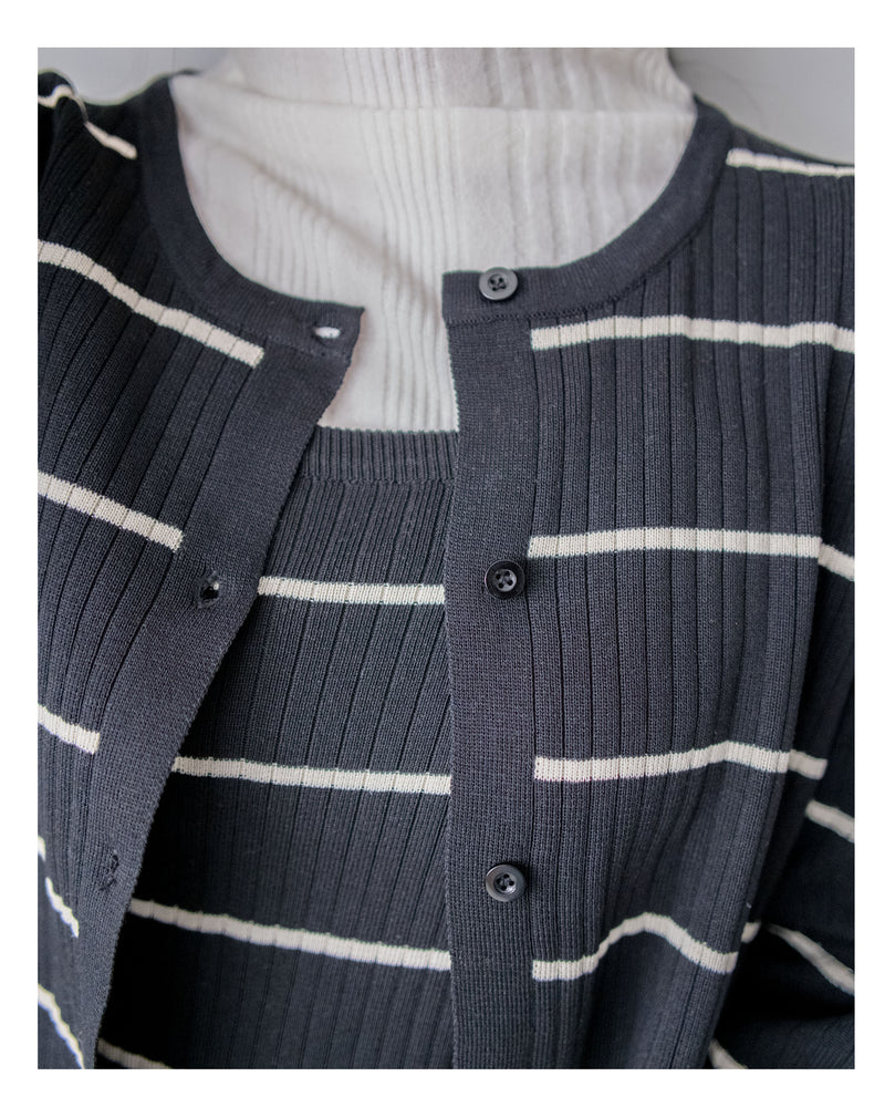 Stripe Set 直身顯瘦連外套條紋套裝 / SE8098