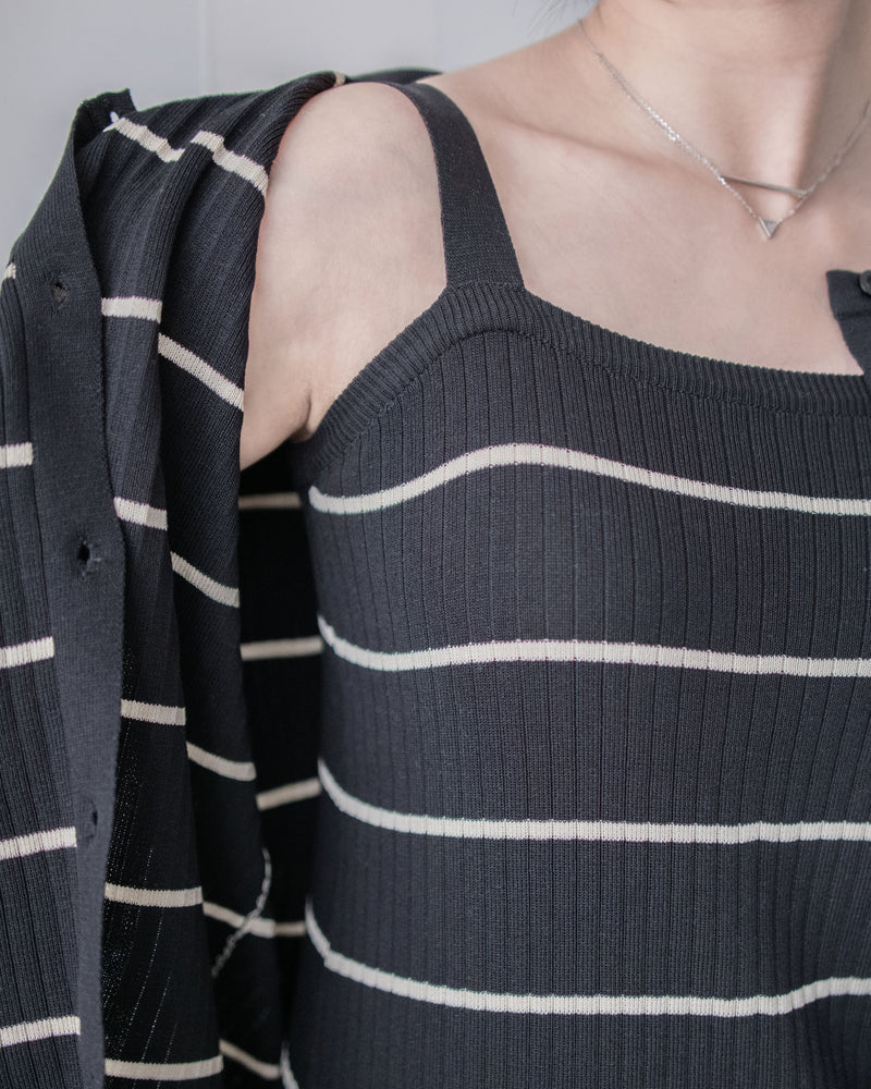 Stripe Set 直身顯瘦連外套條紋套裝 / SE8098