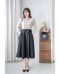 Knot Skirt 高腰口袋綁帶A字裙 / SK8916