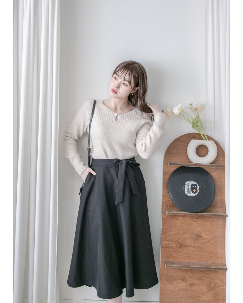 Knot Skirt 高腰口袋綁帶A字裙 / SK8916