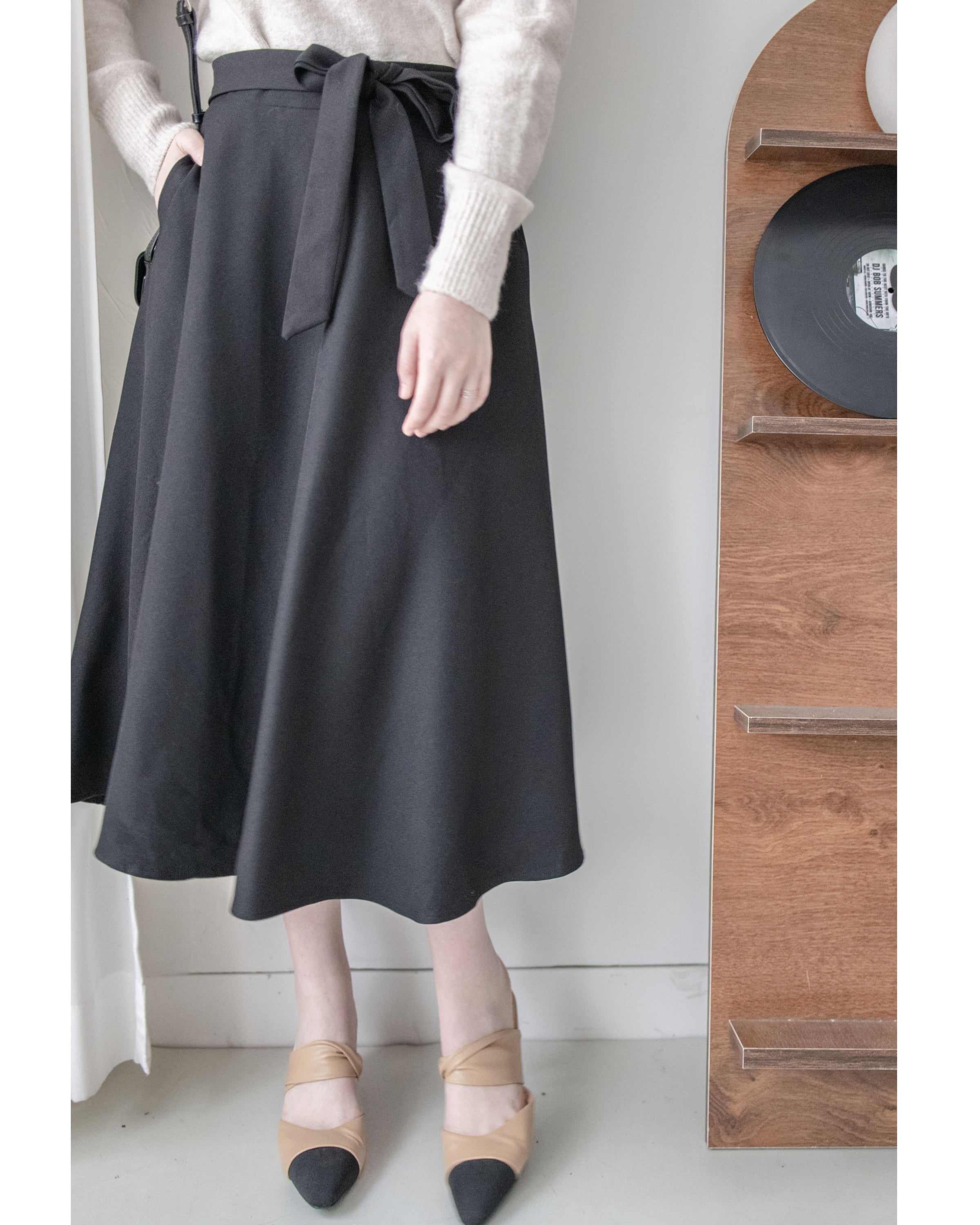 Knot Skirt 高腰口袋綁帶A字裙 / SK8916