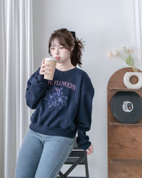 Embroidery Lily Top  花朵刺繡印花衛衣/ TP9196