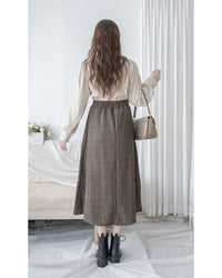 【intent X Korea label】 Houndstooth, Skirt 百搭斜格紋A傘形顯瘦半裙/ SK8857