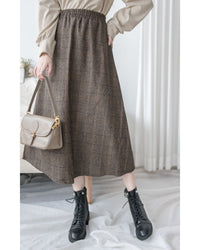 【intent X Korea label】 Houndstooth, Skirt 百搭斜格紋A傘形顯瘦半裙/ SK8857