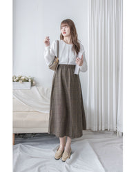 【intent X Korea label】 Houndstooth, Skirt 百搭斜格紋A傘形顯瘦半裙/ SK8857