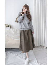 【intent X Korea label】 Houndstooth, Skirt 百搭斜格紋A傘形顯瘦半裙/ SK8857
