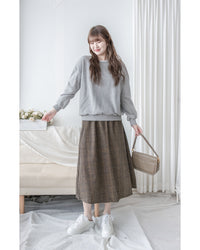 【intent X Korea label】 Houndstooth, Skirt 百搭斜格紋A傘形顯瘦半裙/ SK8857