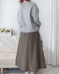 【intent X Korea label】 Houndstooth, Skirt 百搭斜格紋A傘形顯瘦半裙/ SK8857