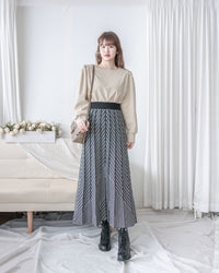 Pleated Pattern Knit Skirt 千鳥格設計感針織彈性百褶裙 / SK8920
