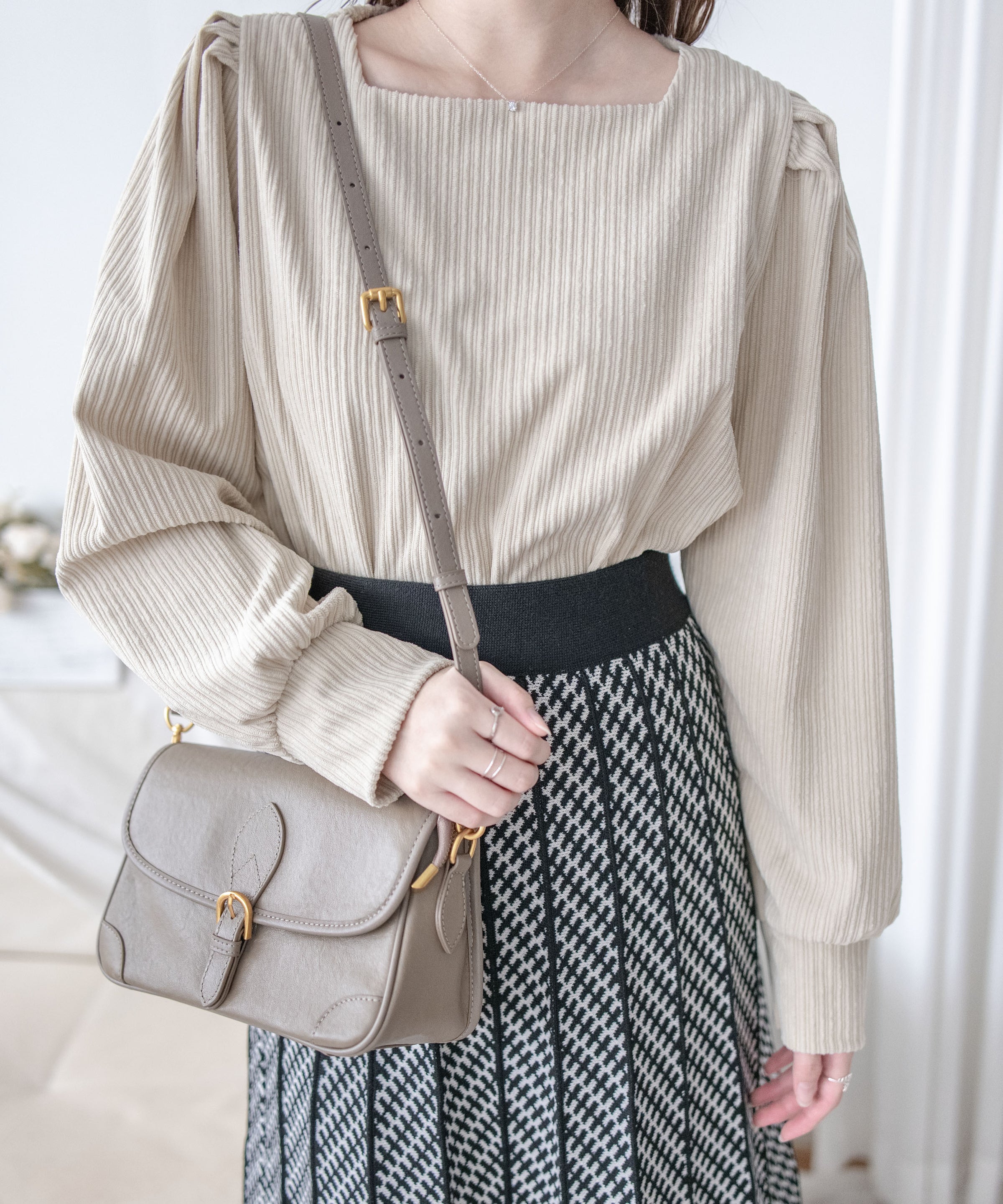 Pleated Pattern Knit Skirt 千鳥格設計感針織彈性百褶裙 / SK8920