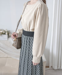 Pleated Pattern Knit Skirt 千鳥格設計感針織彈性百褶裙 / SK8920