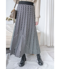 Pleated Pattern Knit Skirt 千鳥格設計感針織彈性百褶裙 / SK8920