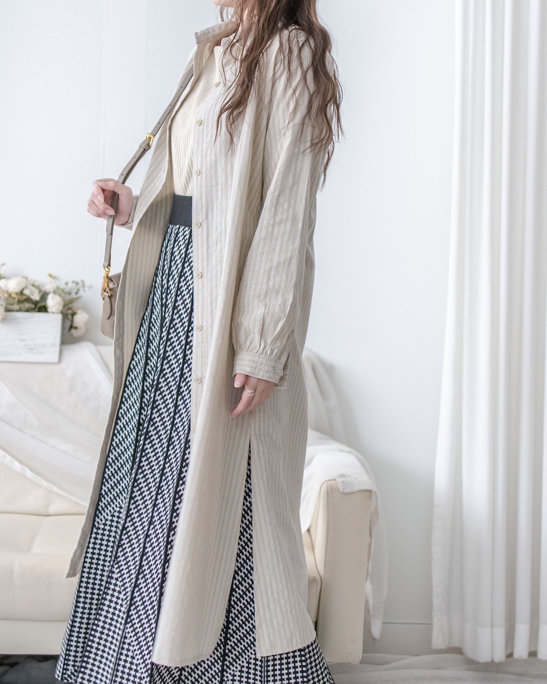 Stripe Dress 細直條紋襯衫裙或外套 / DS1038