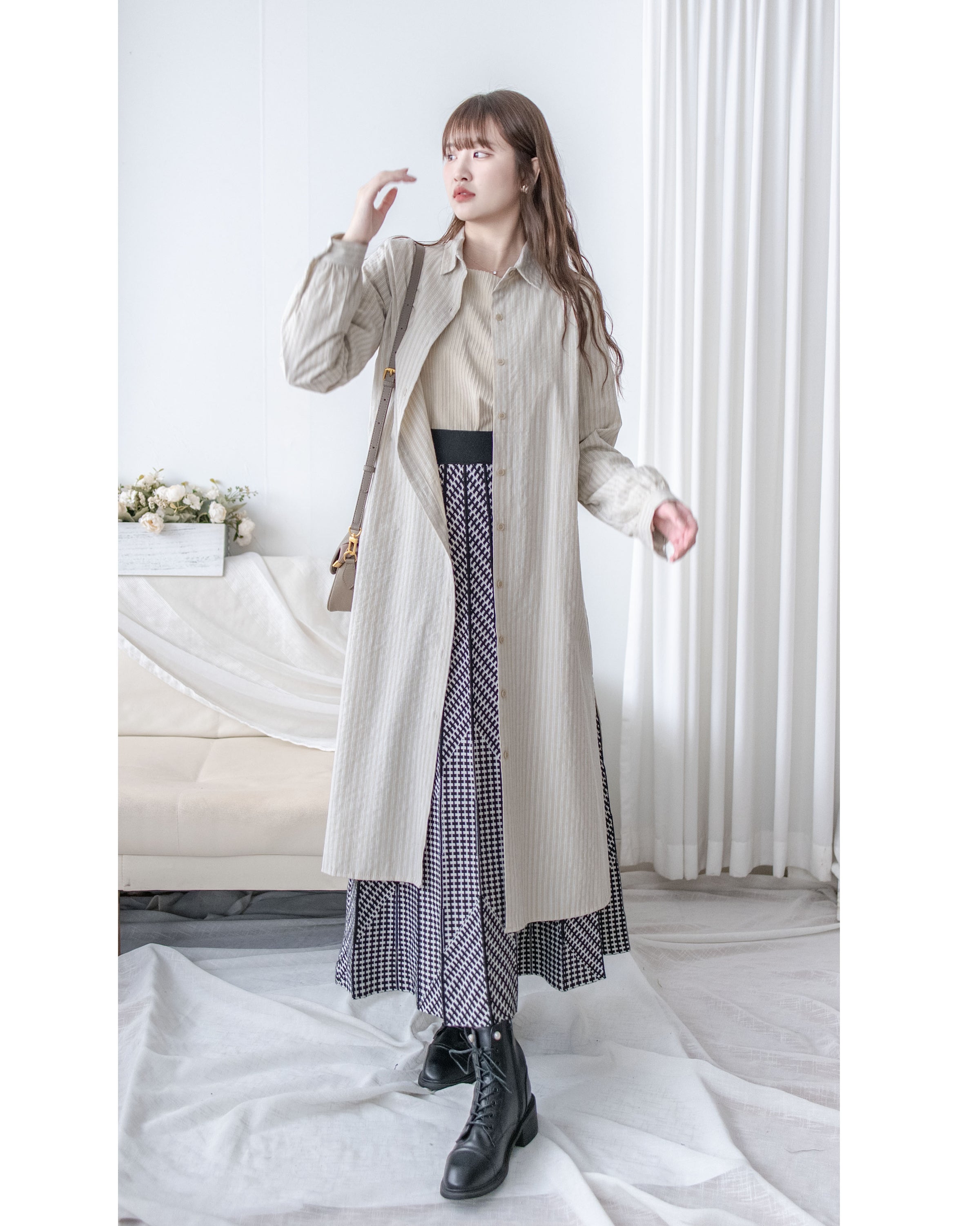 Stripe Dress 細直條紋襯衫裙或外套 / DS1038