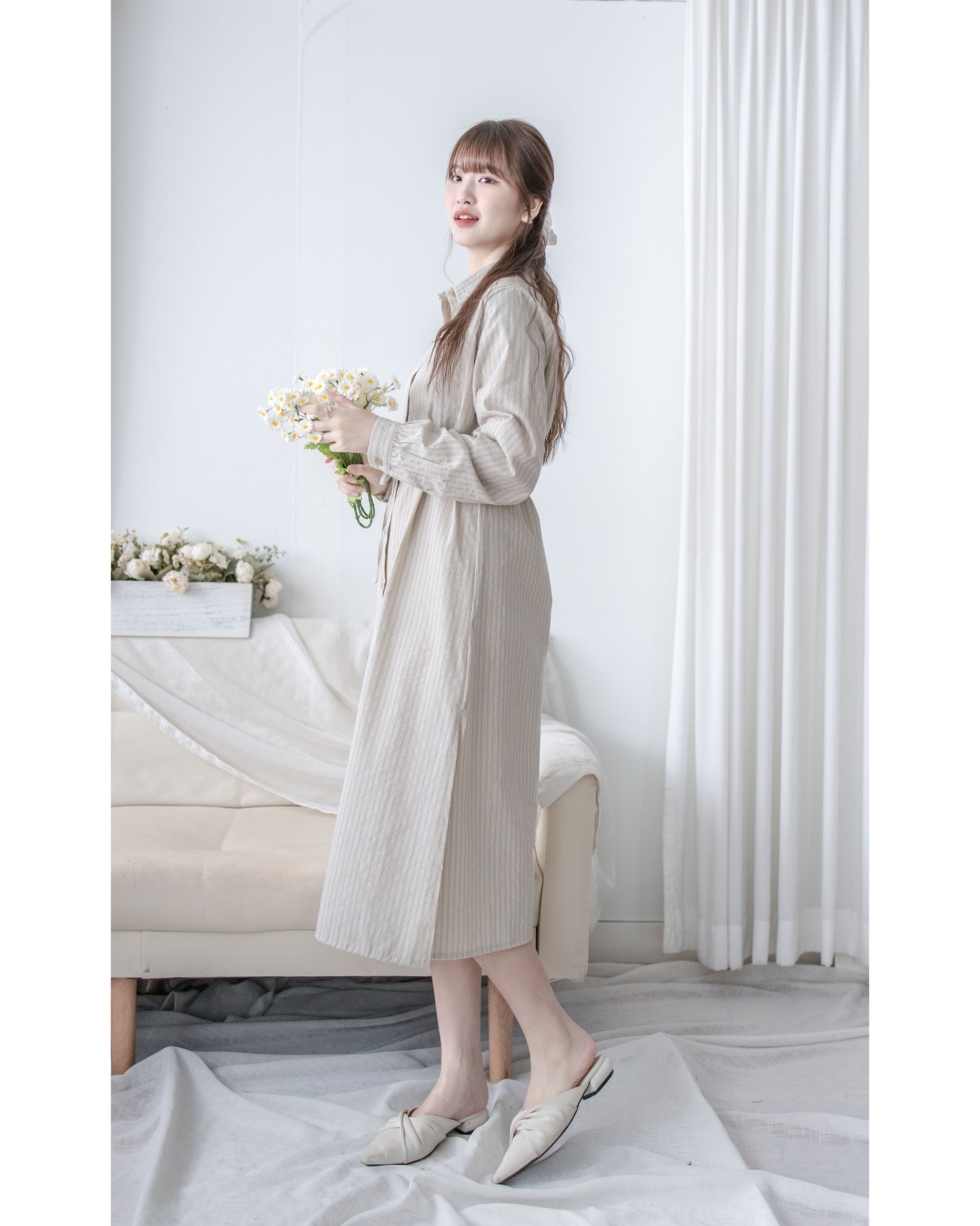 Stripe Dress 細直條紋襯衫裙或外套 / DS1038