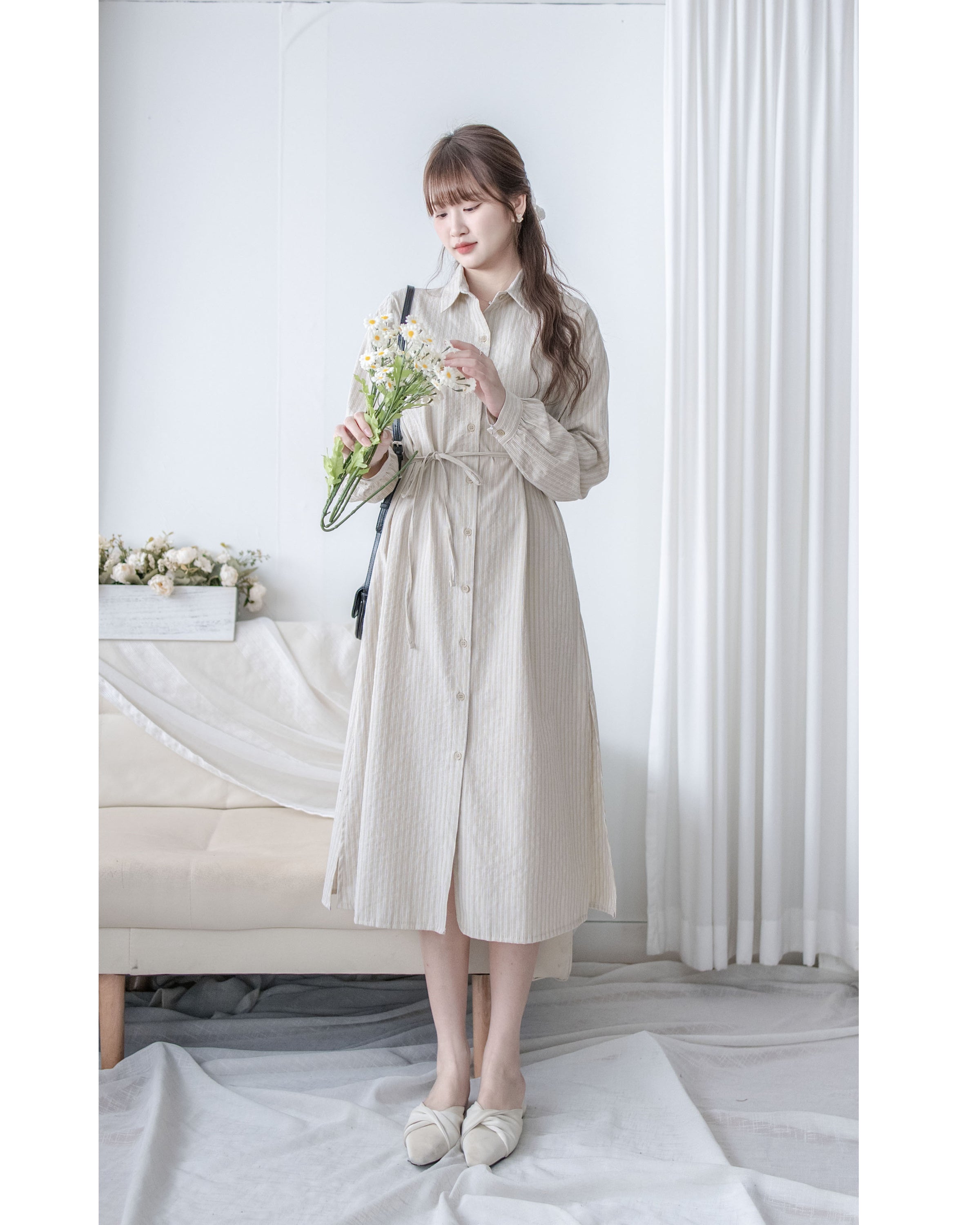 Stripe Dress 細直條紋襯衫裙或外套 / DS1038