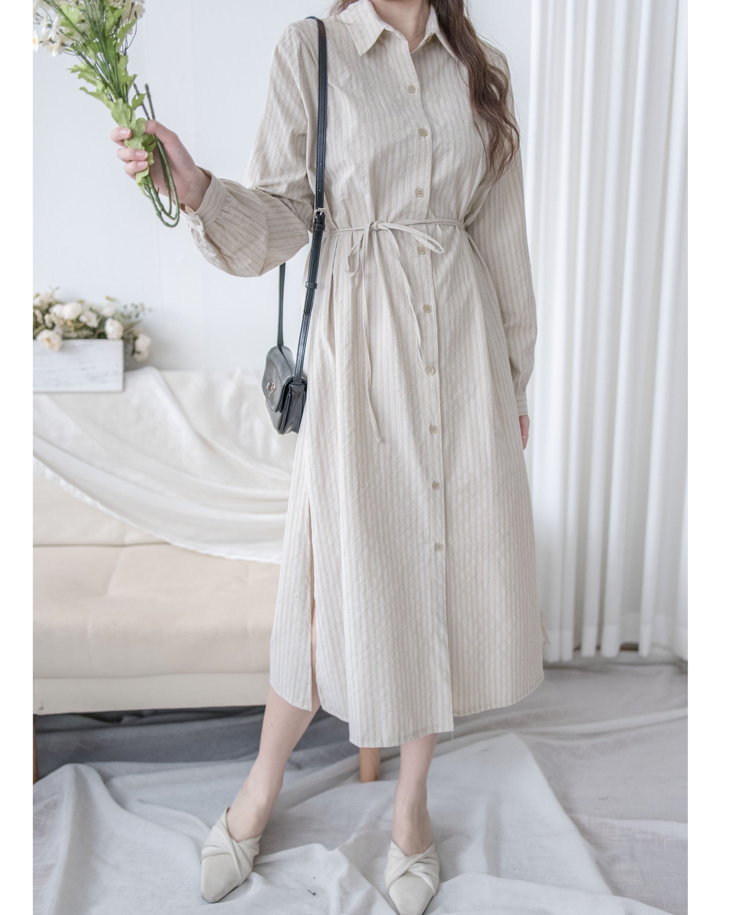 Stripe Dress 細直條紋襯衫裙或外套 / DS1038