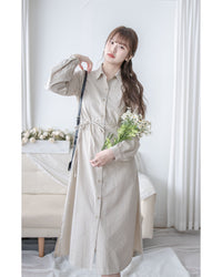 Stripe Dress 細直條紋襯衫裙或外套 / DS1038