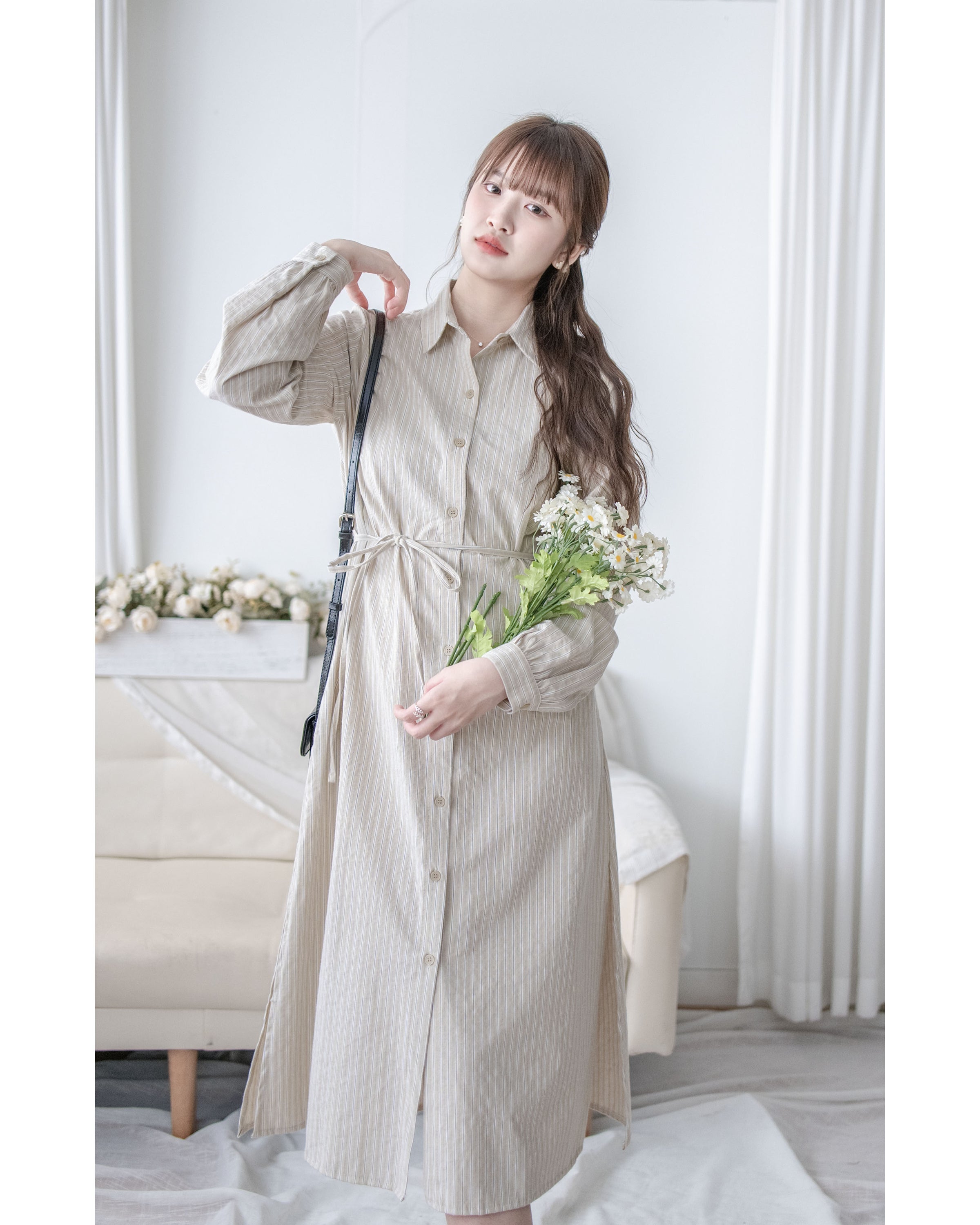 Stripe Dress 細直條紋襯衫裙或外套 / DS1038