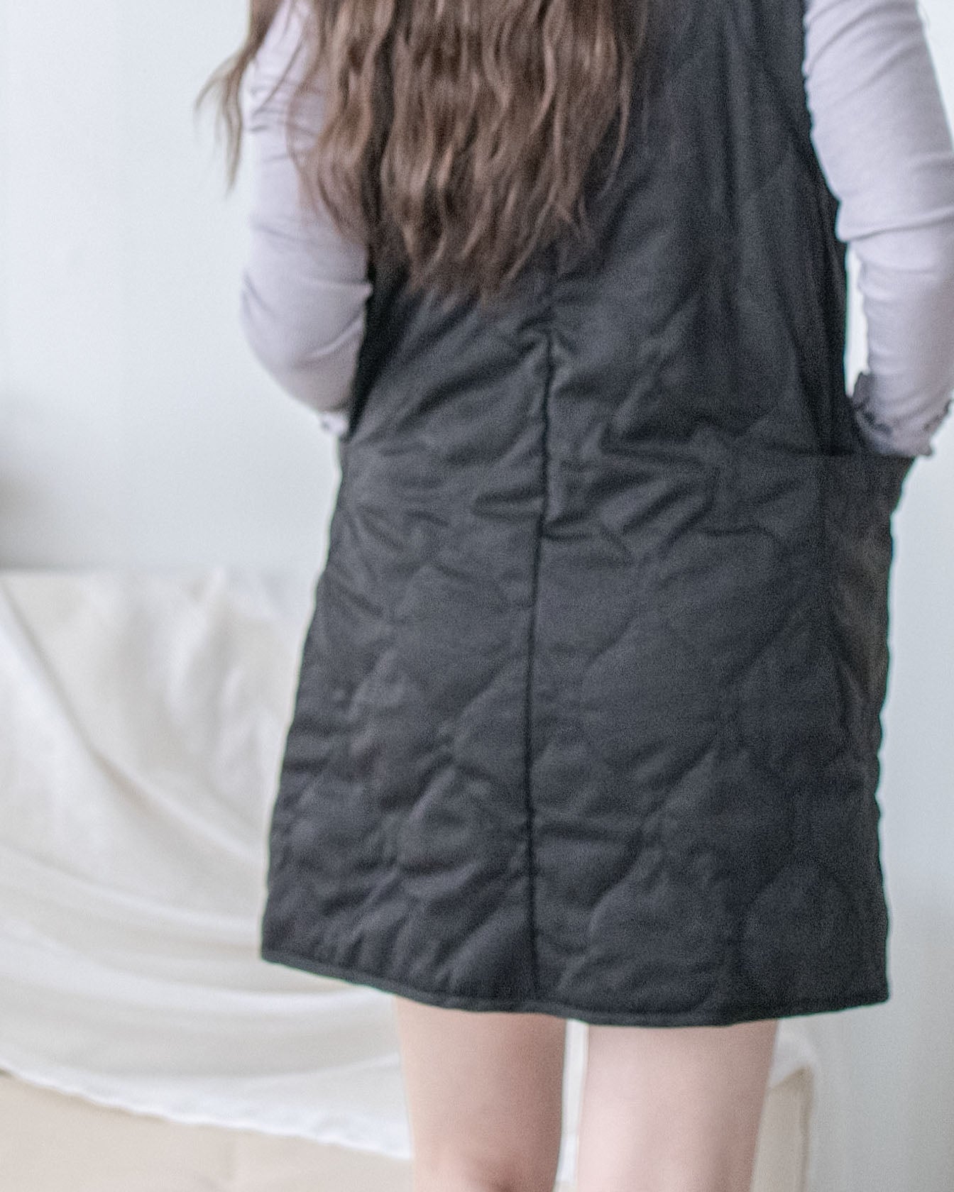 Cotton-padded Dress 黑色夾棉輕保暖A形背心裙/ DS1041