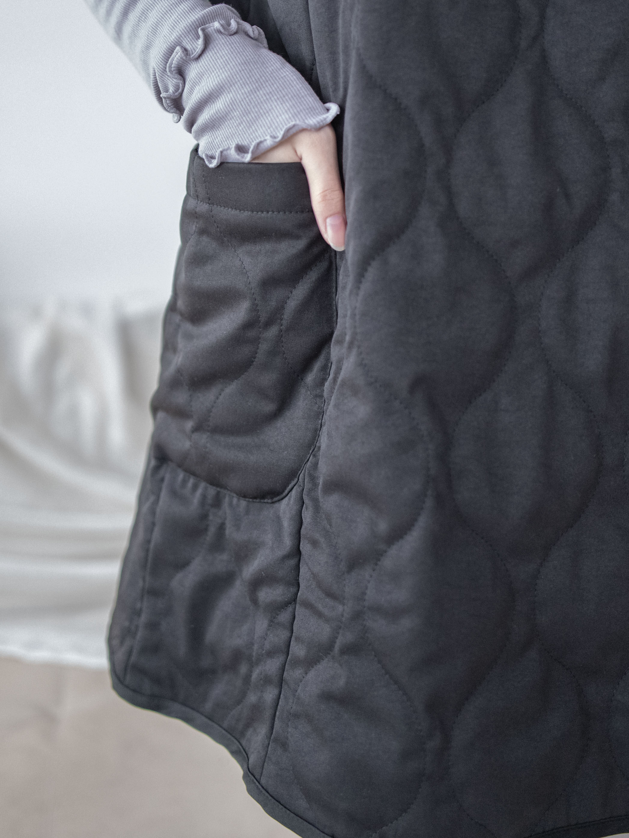 Cotton-padded Dress 黑色夾棉輕保暖A形背心裙/ DS1041