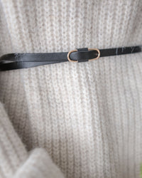 (售完即止 不設補貨） Belt Knit Top 船領織紋連腰帶修腰針織上衣/ DS1036