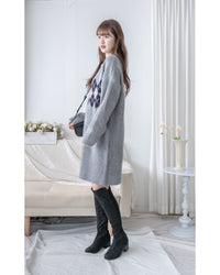 Rhombus Knit Dress 棉棉柔軟親膚英倫花瓣針織連身裙/ KT8188