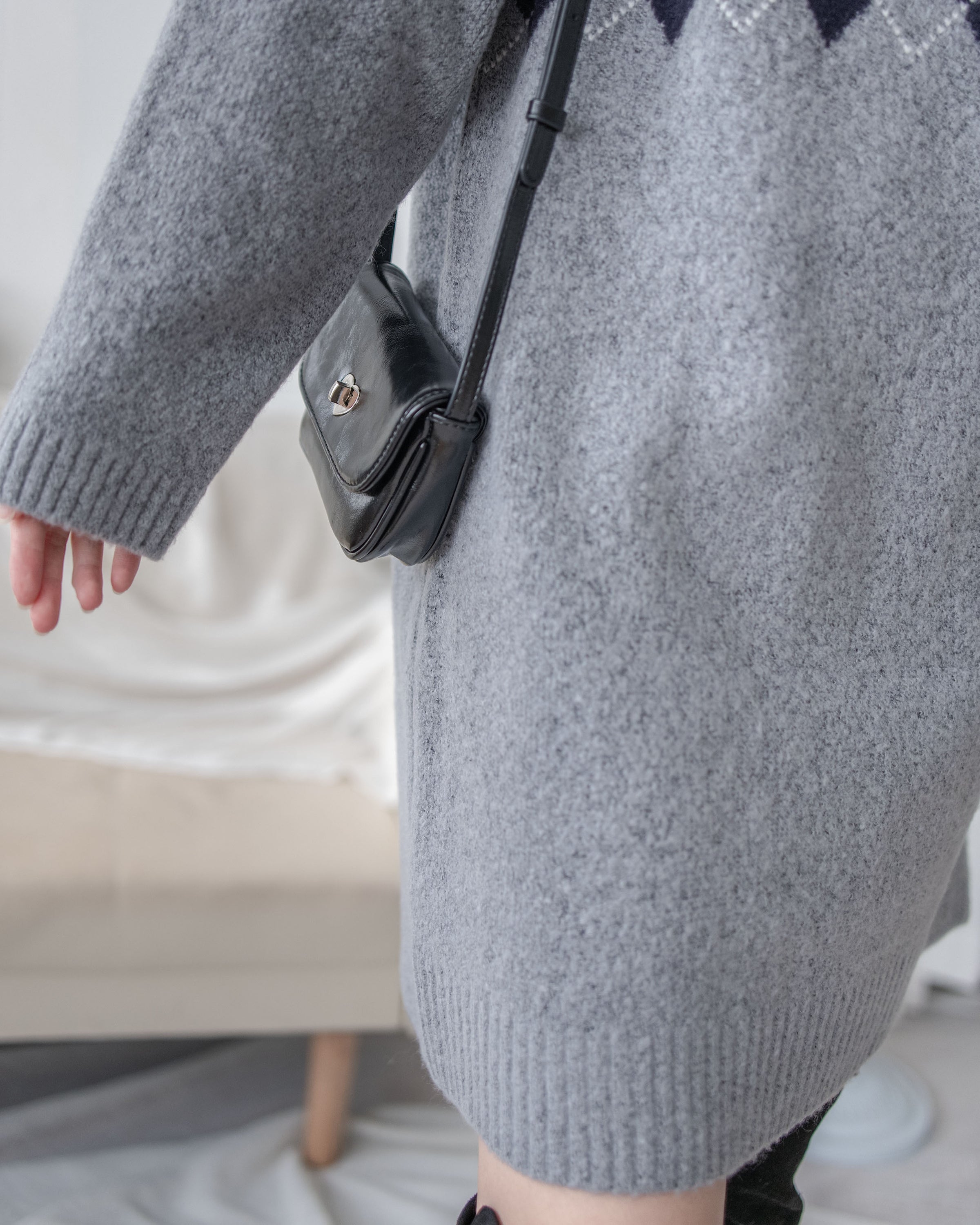 Rhombus Knit Dress 棉棉柔軟親膚英倫花瓣針織連身裙/ KT8188