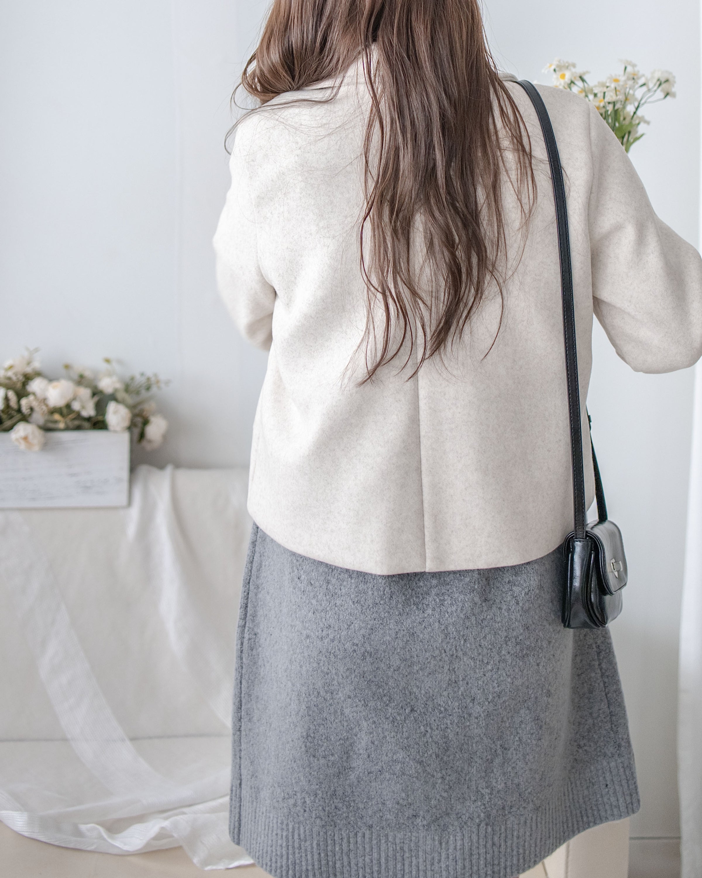 Blazer Coat 輕巧混毛呢斜形口袋大衣外套 / JK8130