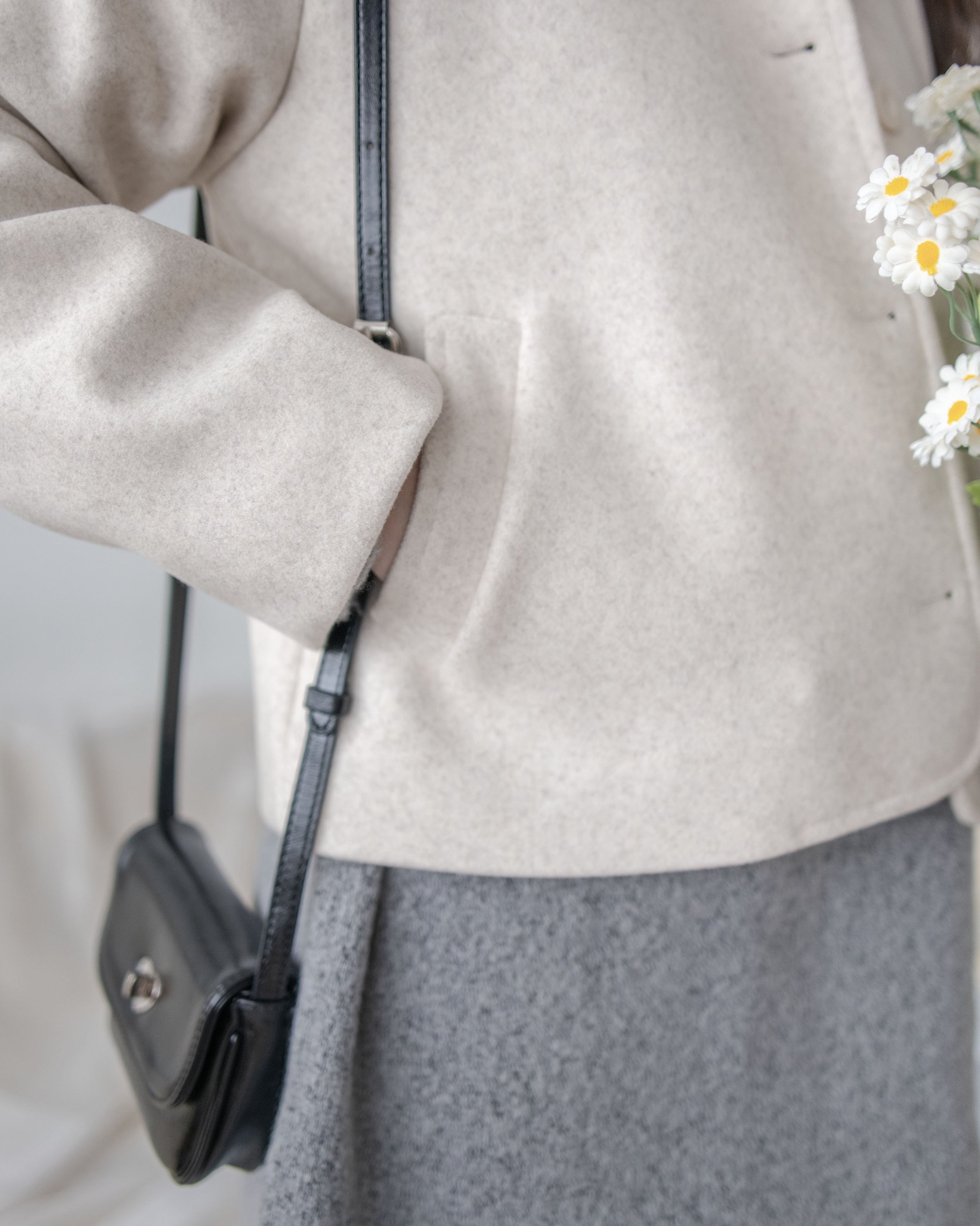 Blazer Coat 輕巧混毛呢斜形口袋大衣外套 / JK8130