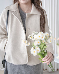 Blazer Coat 輕巧混毛呢斜形口袋大衣外套 / JK8130