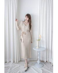 Vest Neck Dress V領側開叉彈性針織裙/ DS1034