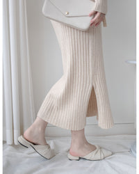 Vest Neck Dress V領側開叉彈性針織裙/ DS1034