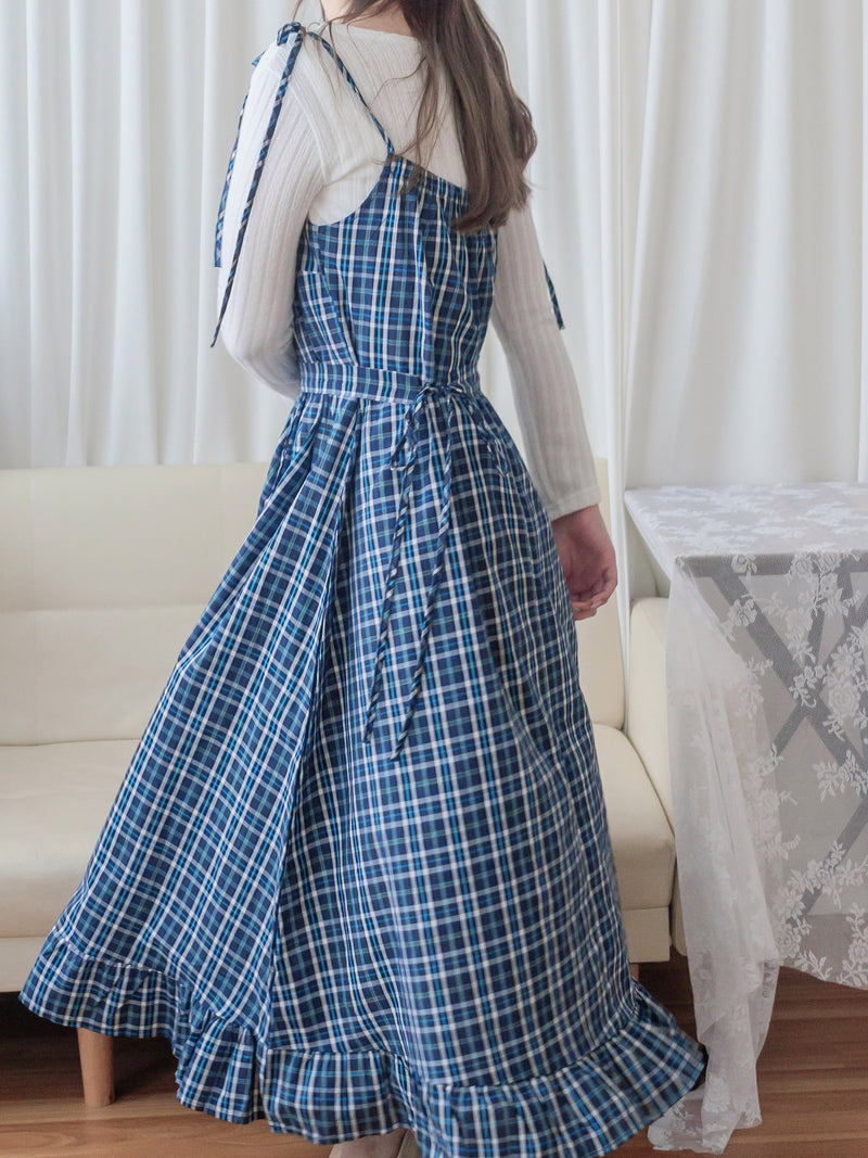 2-way Classic Check Dress 兩著配件裝飾修腰格子連身裙/ DS9824 (Pre-order 3月5截單)