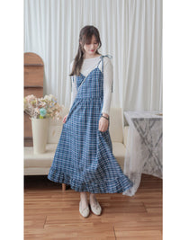 2-way Classic Check Dress 兩著配件裝飾修腰格子連身裙/ DS9824 (Pre-order 3月5截單)
