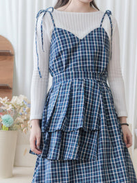 2-way Classic Check Dress 兩著配件裝飾修腰格子連身裙/ DS9824 (Pre-order 3月5截單)