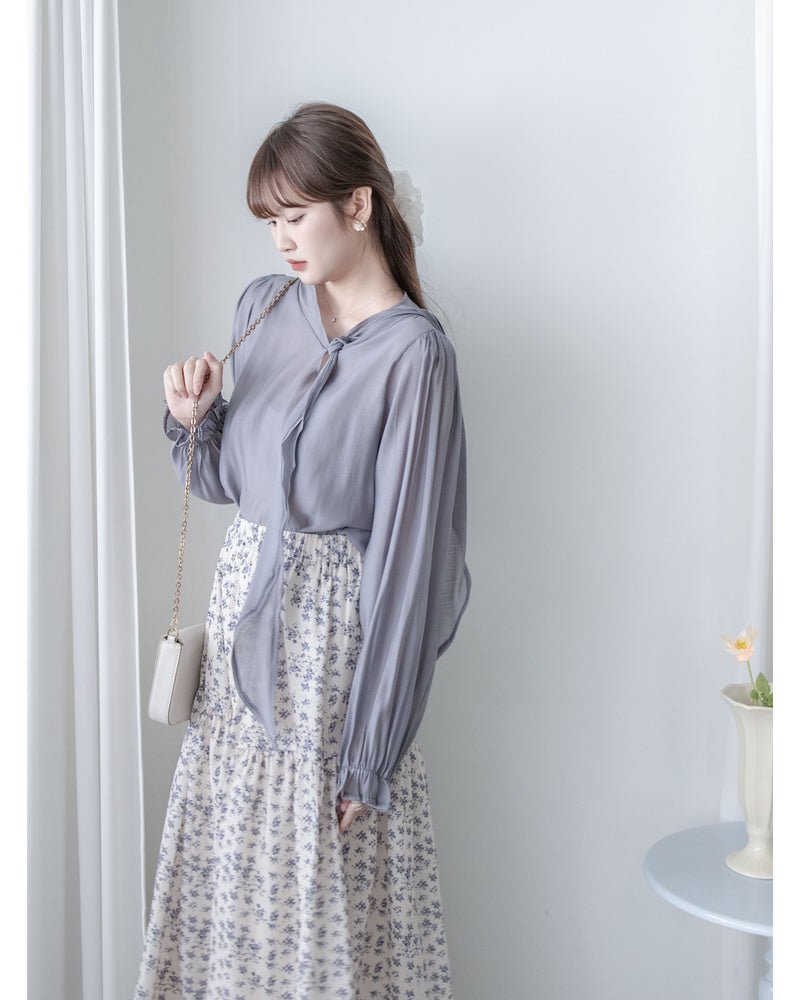 [intent label/intent製 ] Scarf Ribbon Blouse 微側蝴蝶結質感飄逸上衣/ BU9123 ...