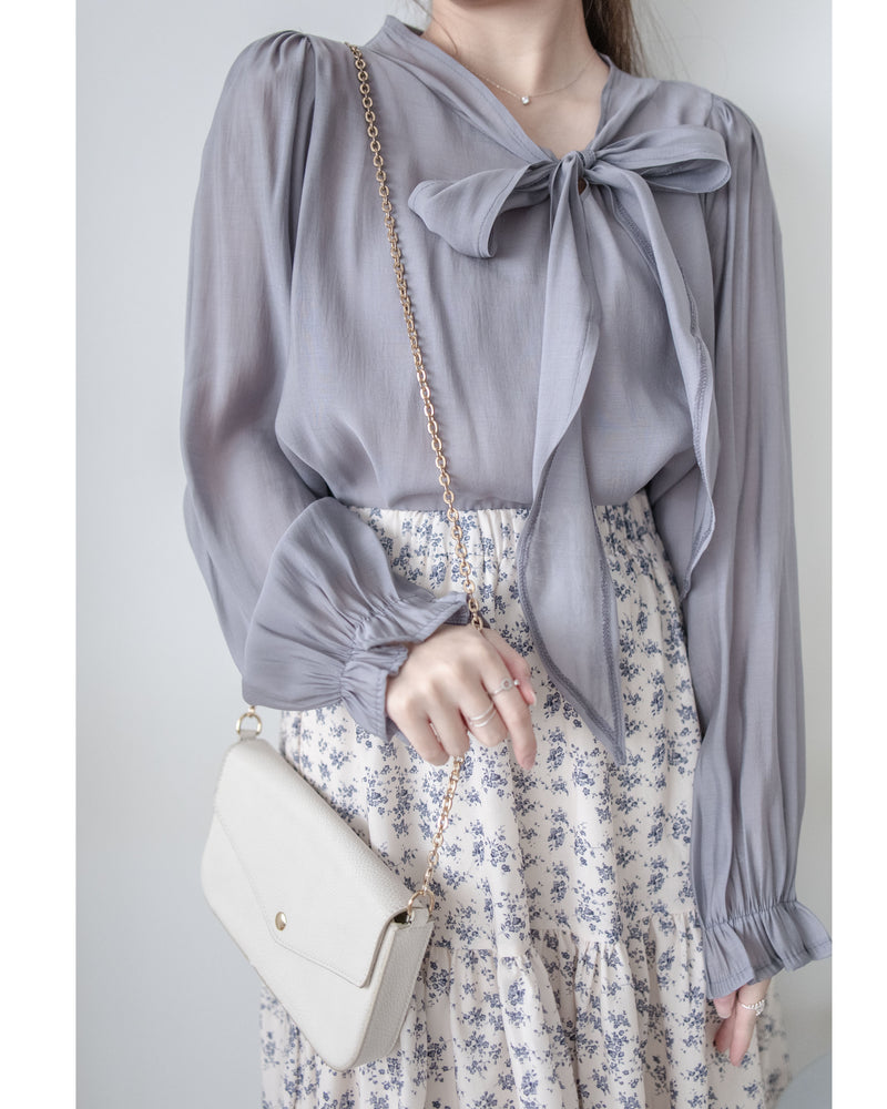 [intent label/intent製 ] Scarf Ribbon Blouse 微側蝴蝶結質感飄逸上衣/ BU9123 ...