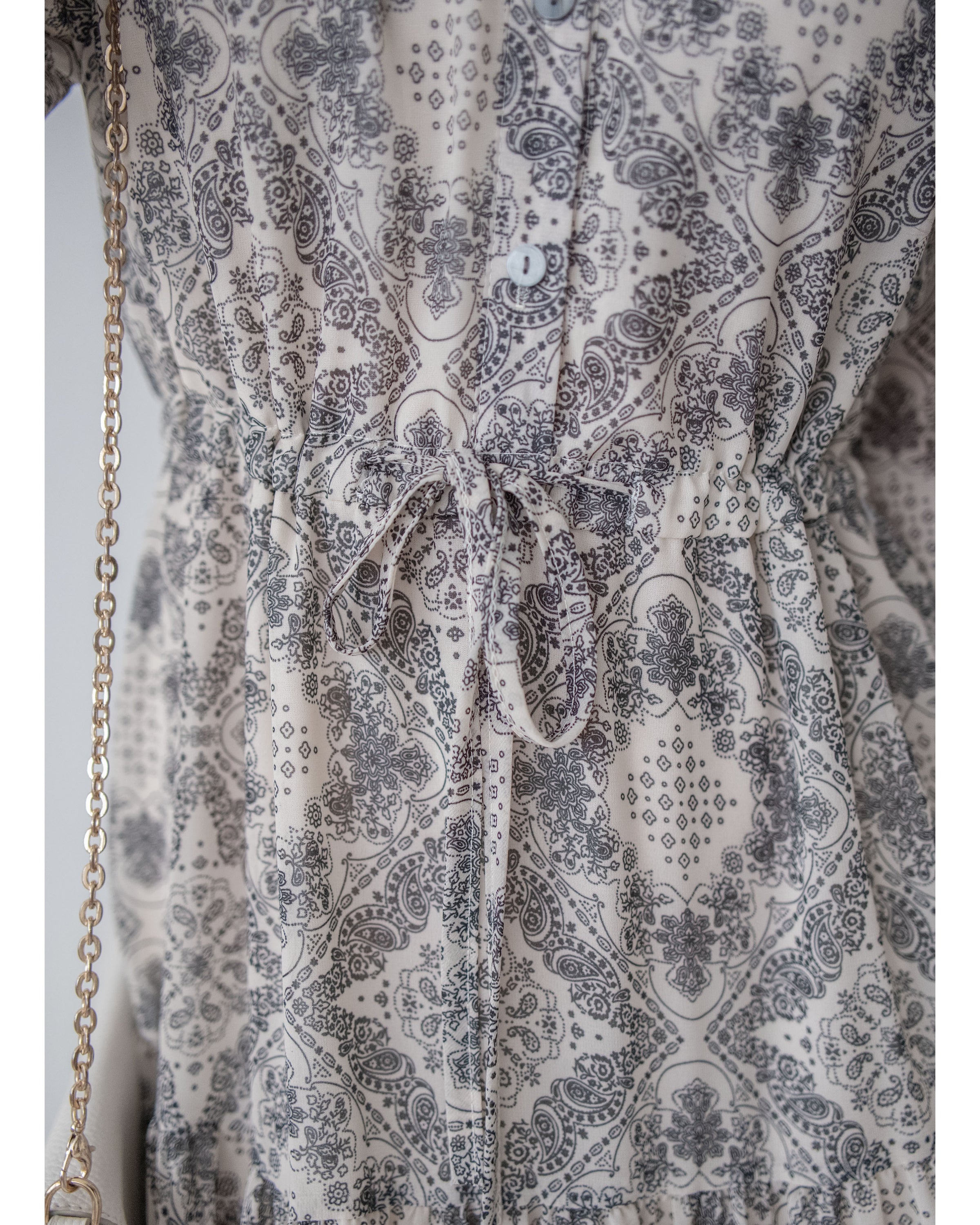 【intent X Korea label】Geometric Dress 菱格圖騰印雪紡連身裙/ DS1046