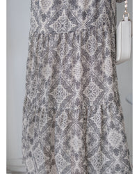 【intent X Korea label】Geometric Dress 菱格圖騰印雪紡連身裙/ DS1046