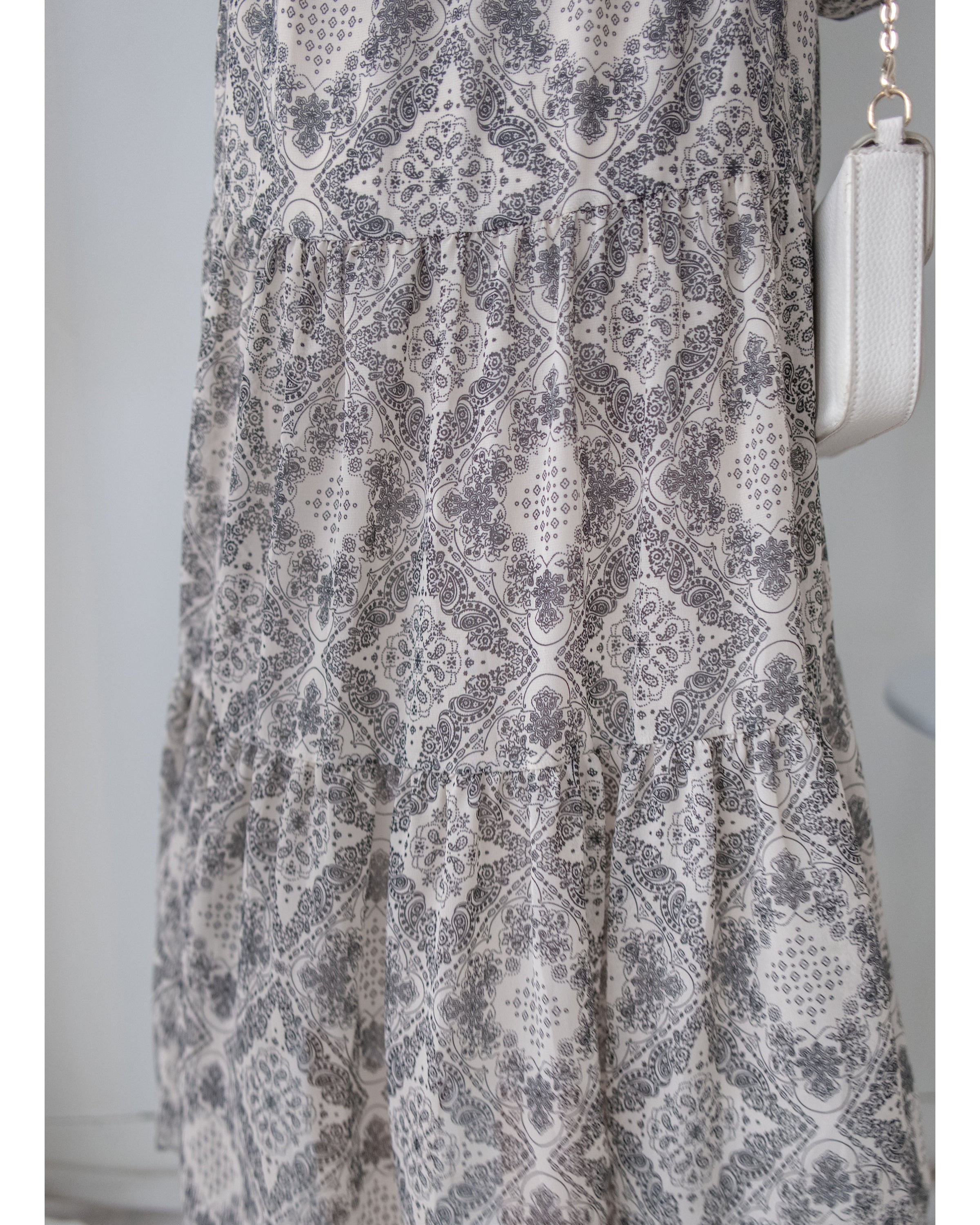 【intent X Korea label】Geometric Dress 菱格圖騰印雪紡連身裙/ DS1046