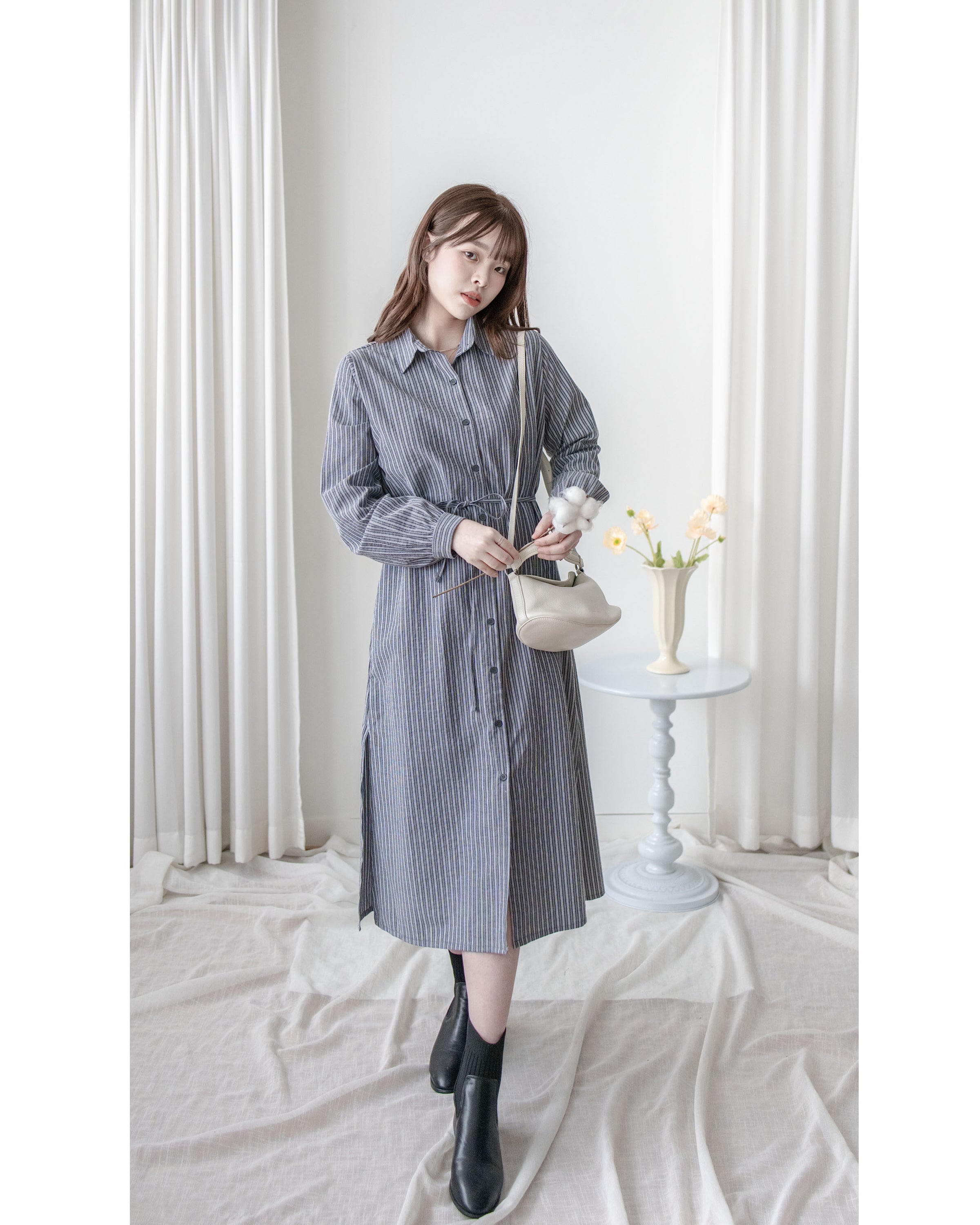 Stripe Dress 細直條紋襯衫裙或外套 / DS1038