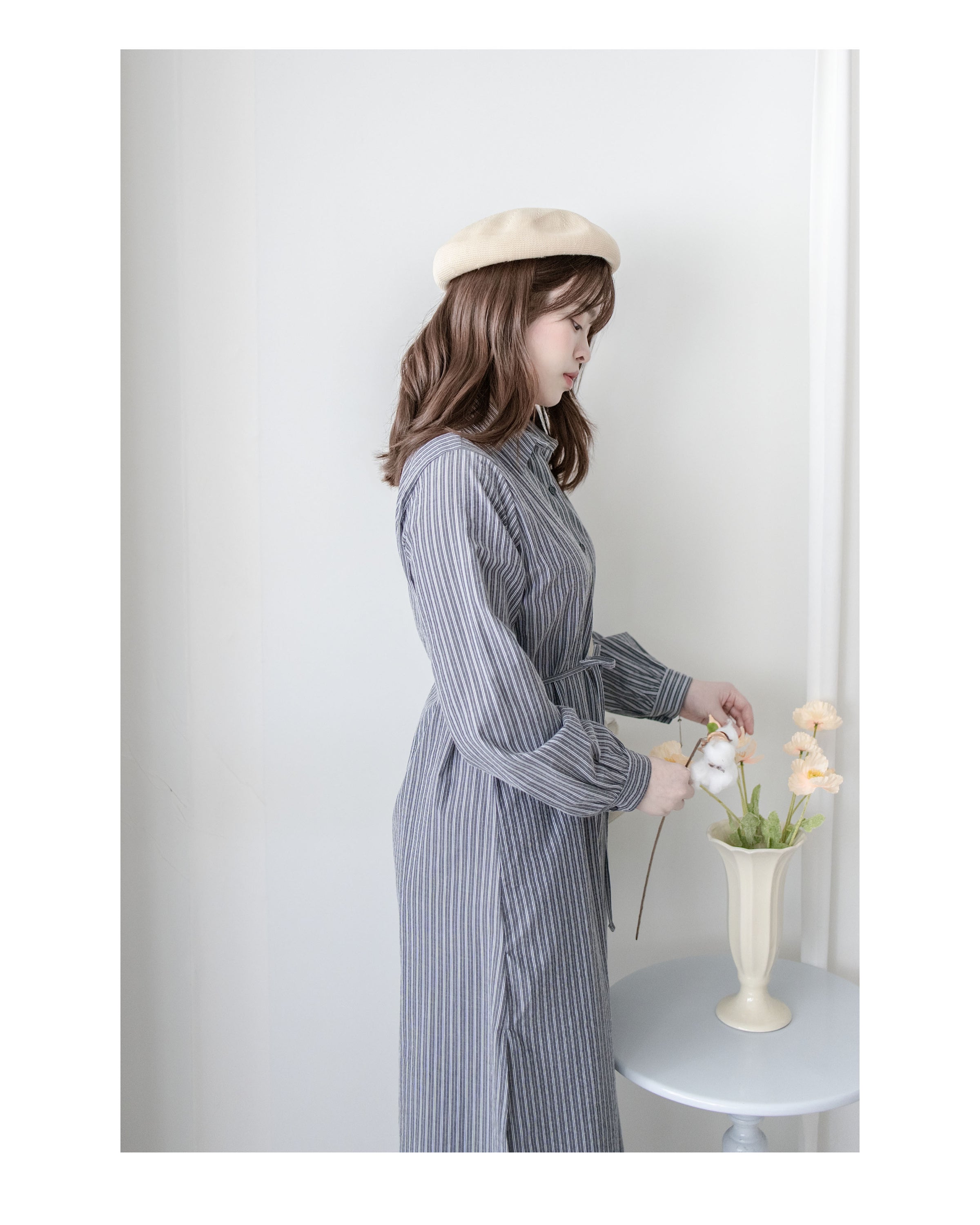 Stripe Dress 細直條紋襯衫裙或外套 / DS1038