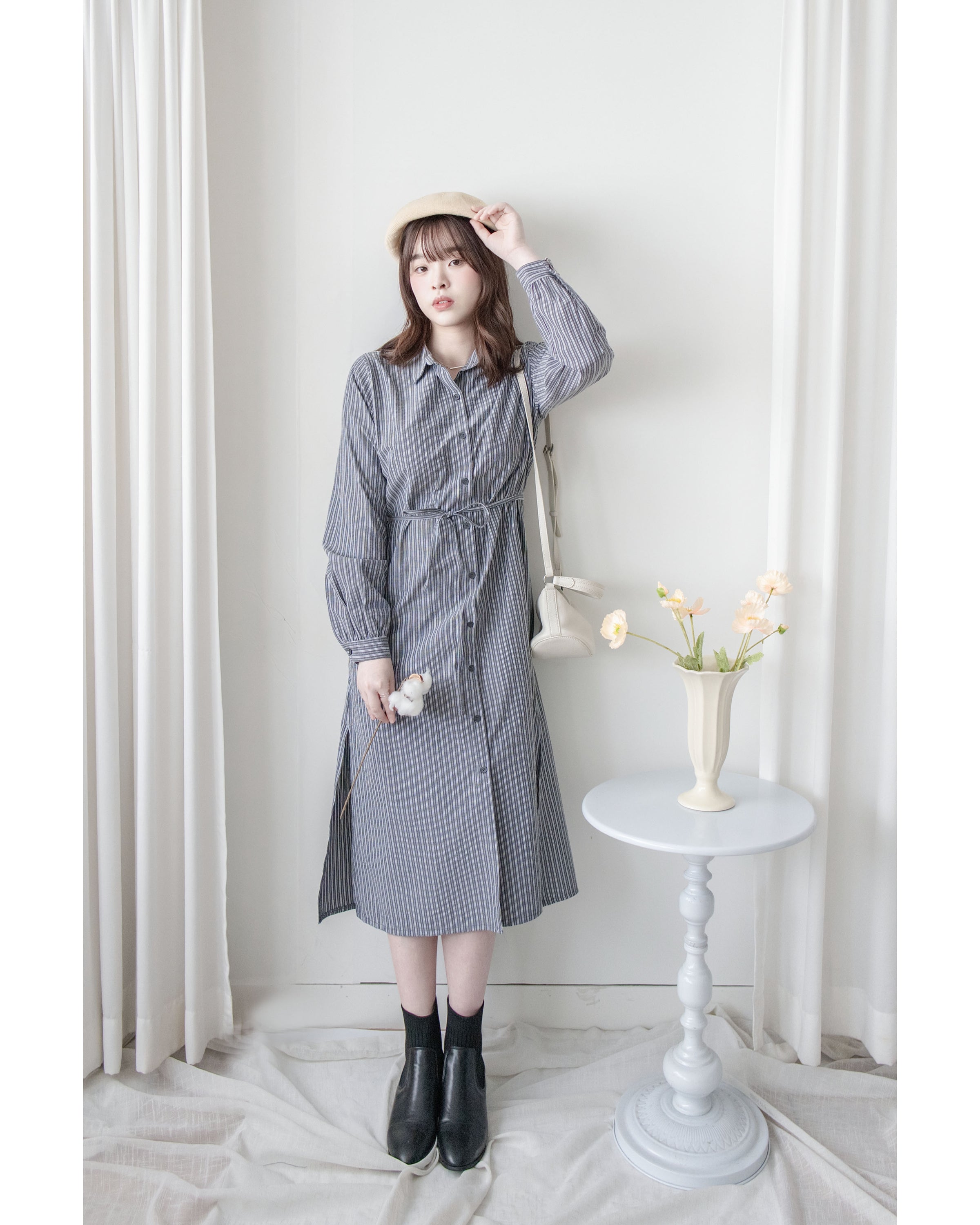 Stripe Dress 細直條紋襯衫裙或外套 / DS1038