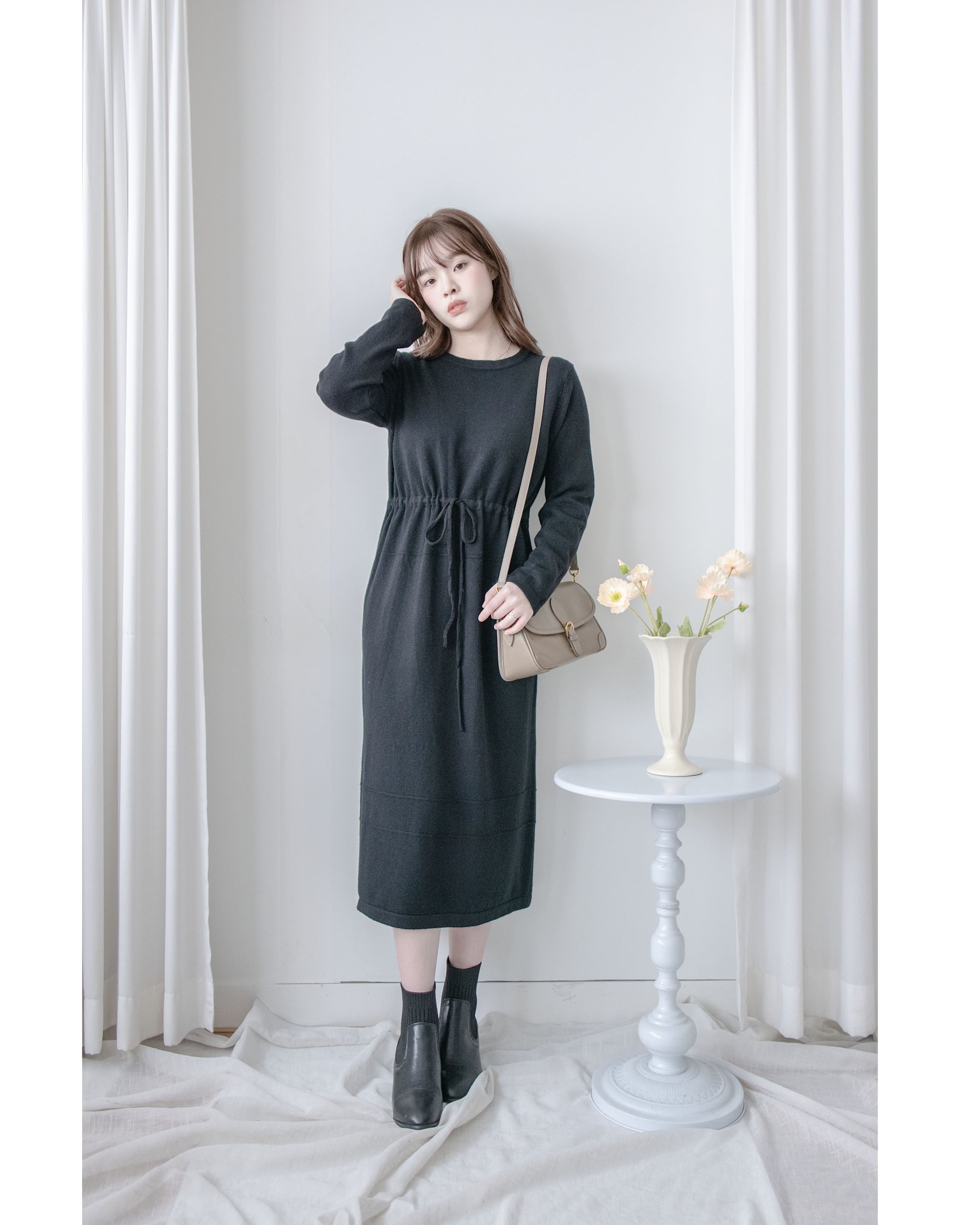 Soft Knit Dress 簡約日常立體線條設計裙/ DS1043