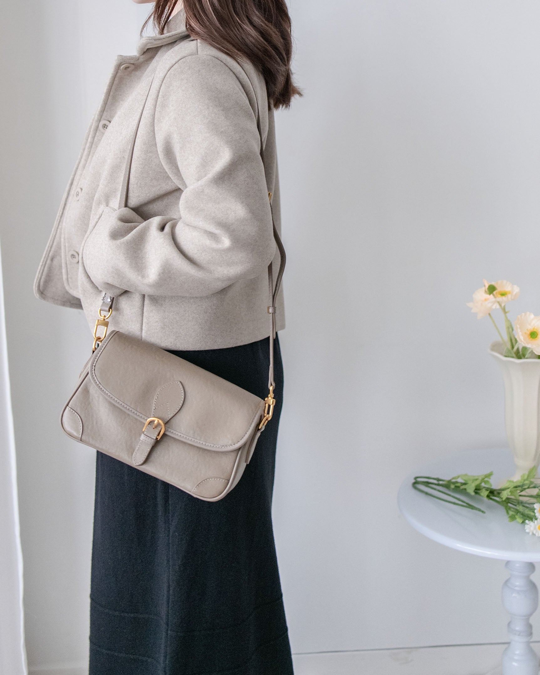 Blazer Coat 輕巧混毛呢斜形口袋大衣外套 / JK8130